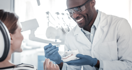 Dentist attending to a woman