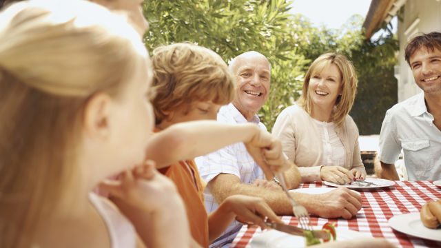 Happy family sharing a meal